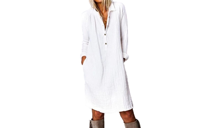 Image 4: Cotton Long-Sleeve Dress