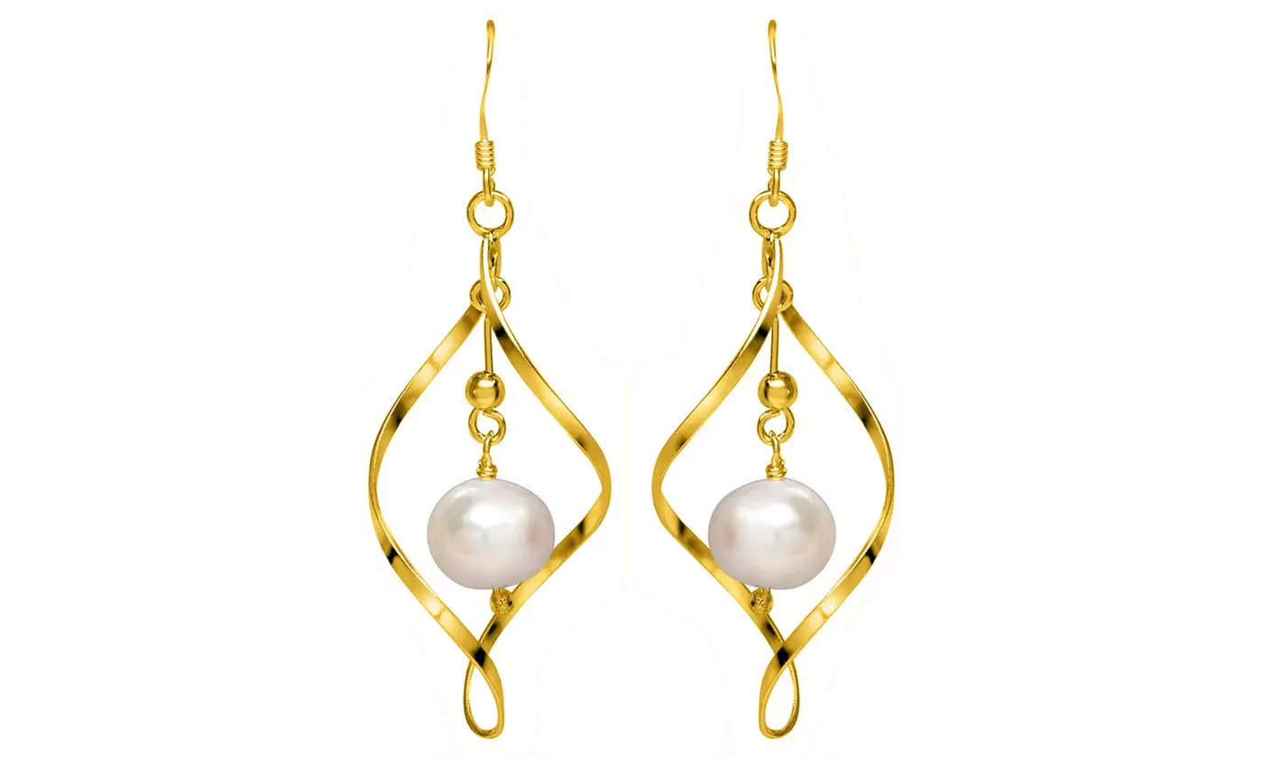Freshwater Pearl Dangle Earrings in Sterling Silver