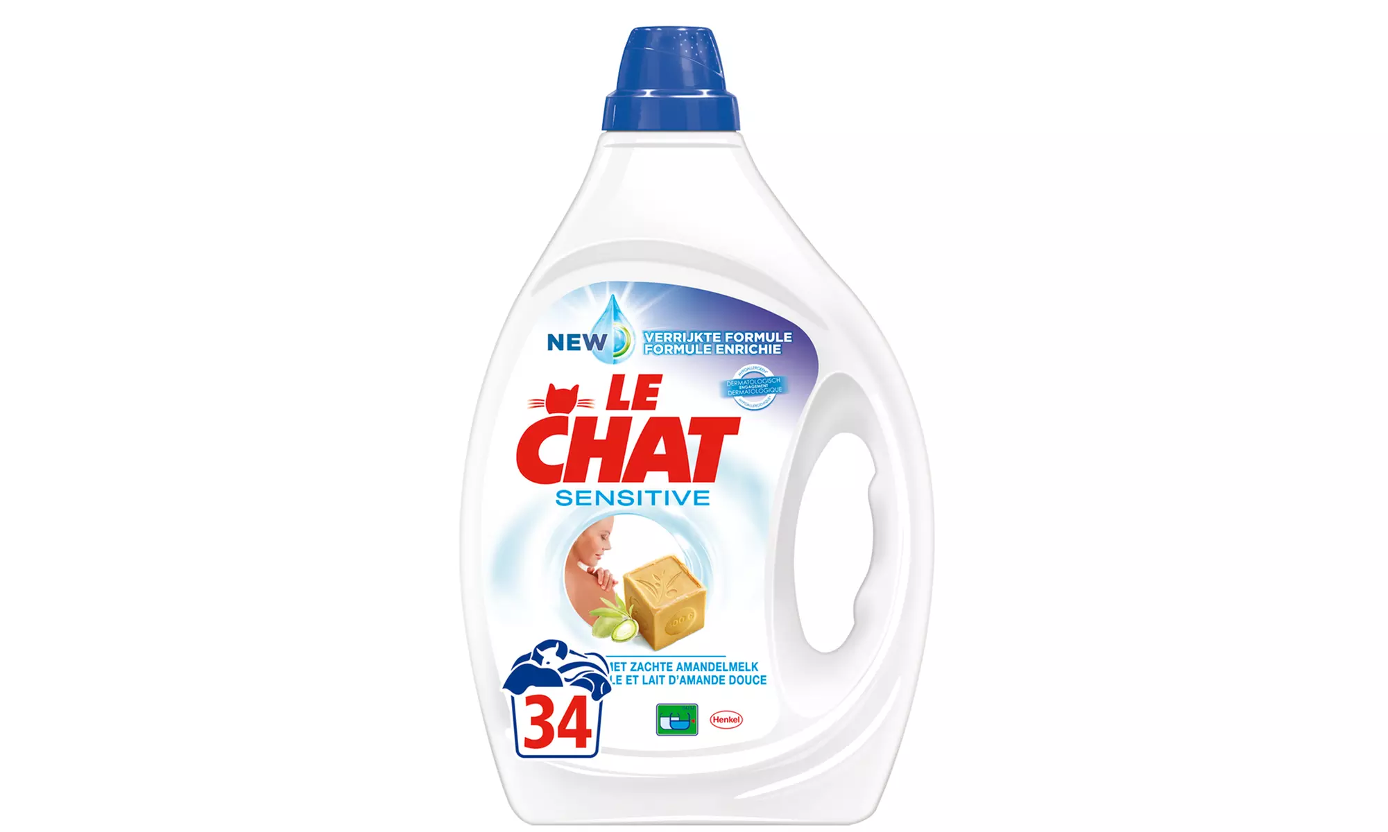 1 ou 4 bouteilles de détergent à lessive liquide 34 lavages Le Chat Sensitive ou couleur 1.7 L - Image 3