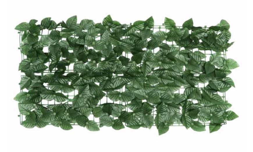 Image 1: Artificial Decorative Fence Dark Green Leaf