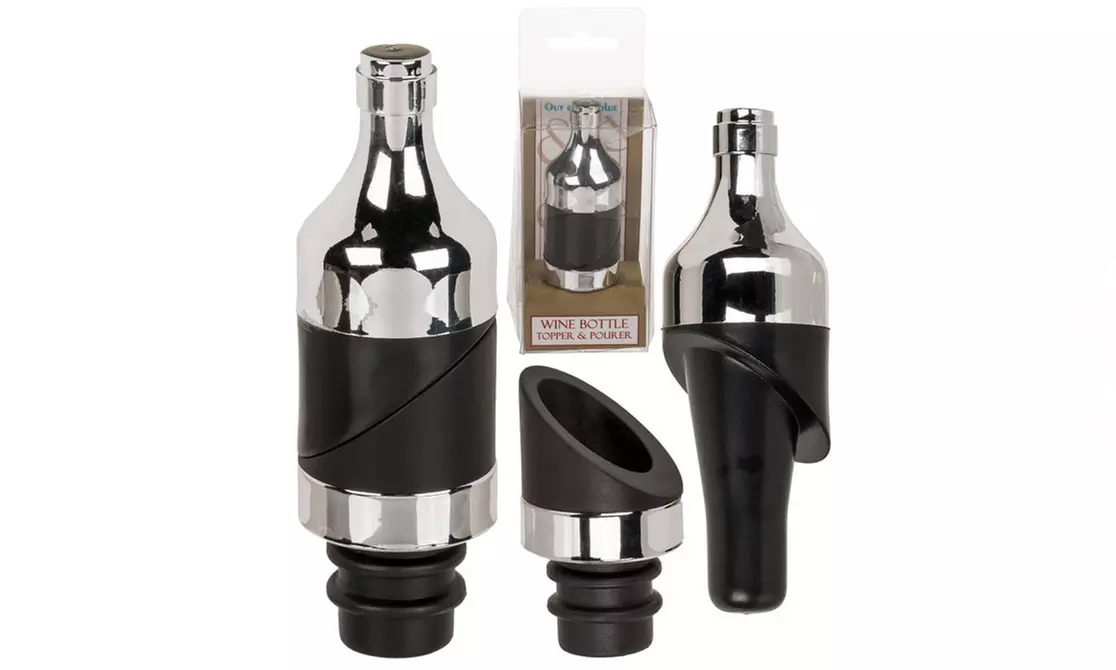 1 o 2 tappi versatori per bottiglia di vino con funzione 2 in 1 - Primary Image