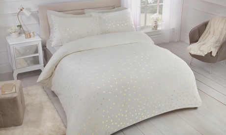 Parure di copripiumini a pois, reversibili e disponibili in 4 misure e varie fantasie