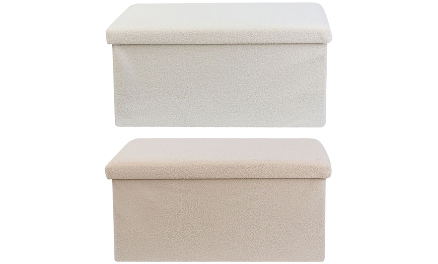 Image 23: Teddy Boucle Storage Ottoman or Foldable Cube Footstool