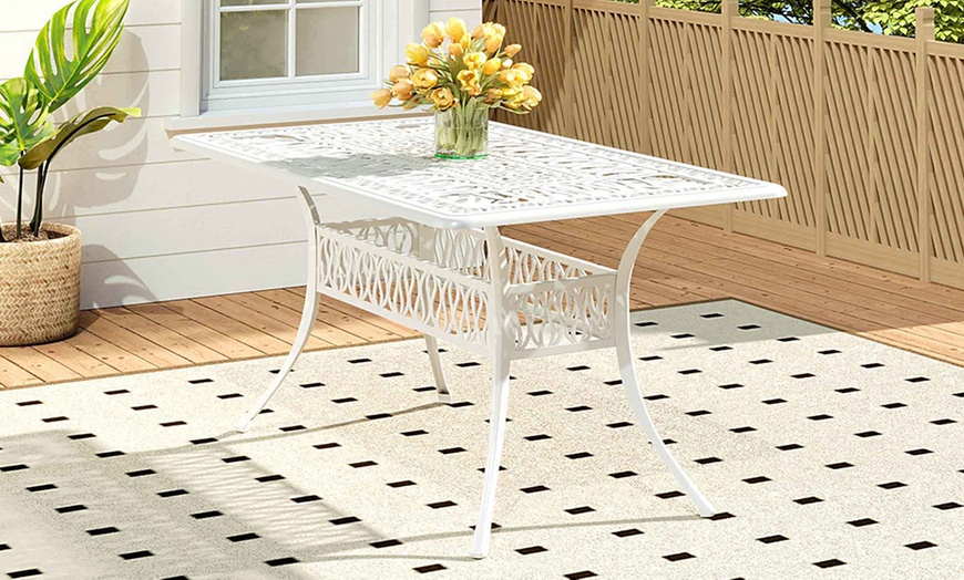 Image 3: Garden Outdoor Cast Aluminum Vintage Bistro Table 