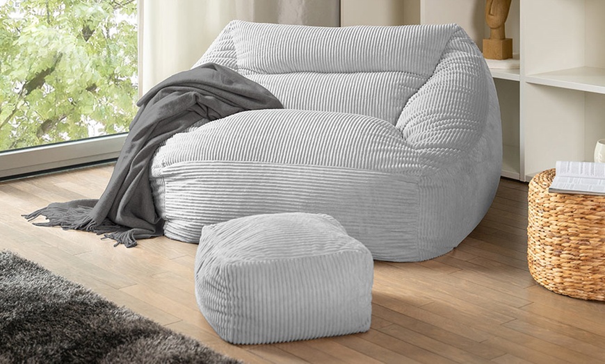 Image 1: Pouf Home Deluxe "Cozy" avec petit tabouret