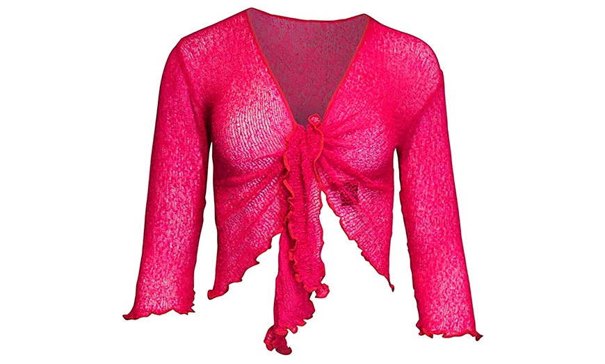 Image 12: Tie Front Lace Shrug