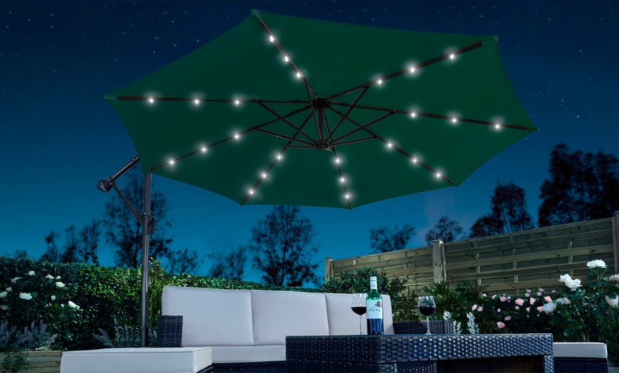 Image 4: Solar LED Cantilever Parasol