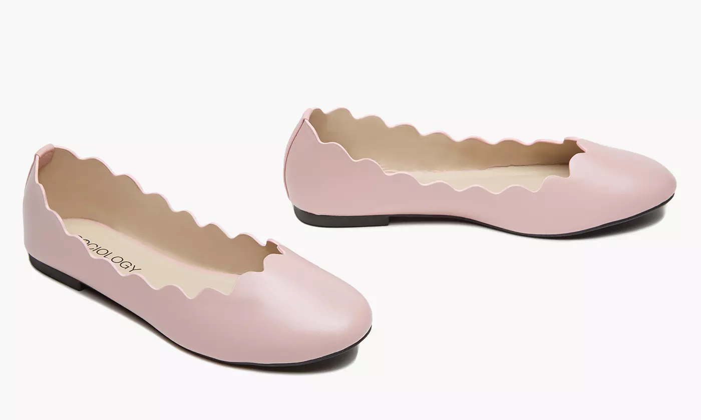 Sociology Madison Scalloped Flat Ballet Shoes (Size 9.5) - Primary Image