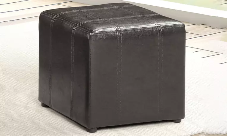Faux Leather Storage Bench with 2 Matching Side Ottomans - Second Medium