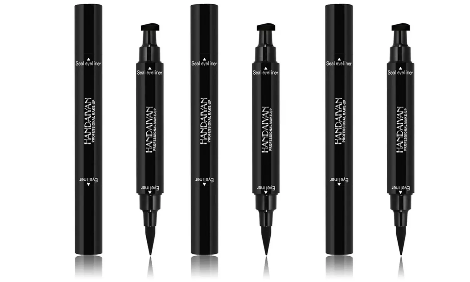 1, 2 ou 3 eyeliners liquides à pointe fine et tampon œil de chat, résistants à l'eau - Second Medium