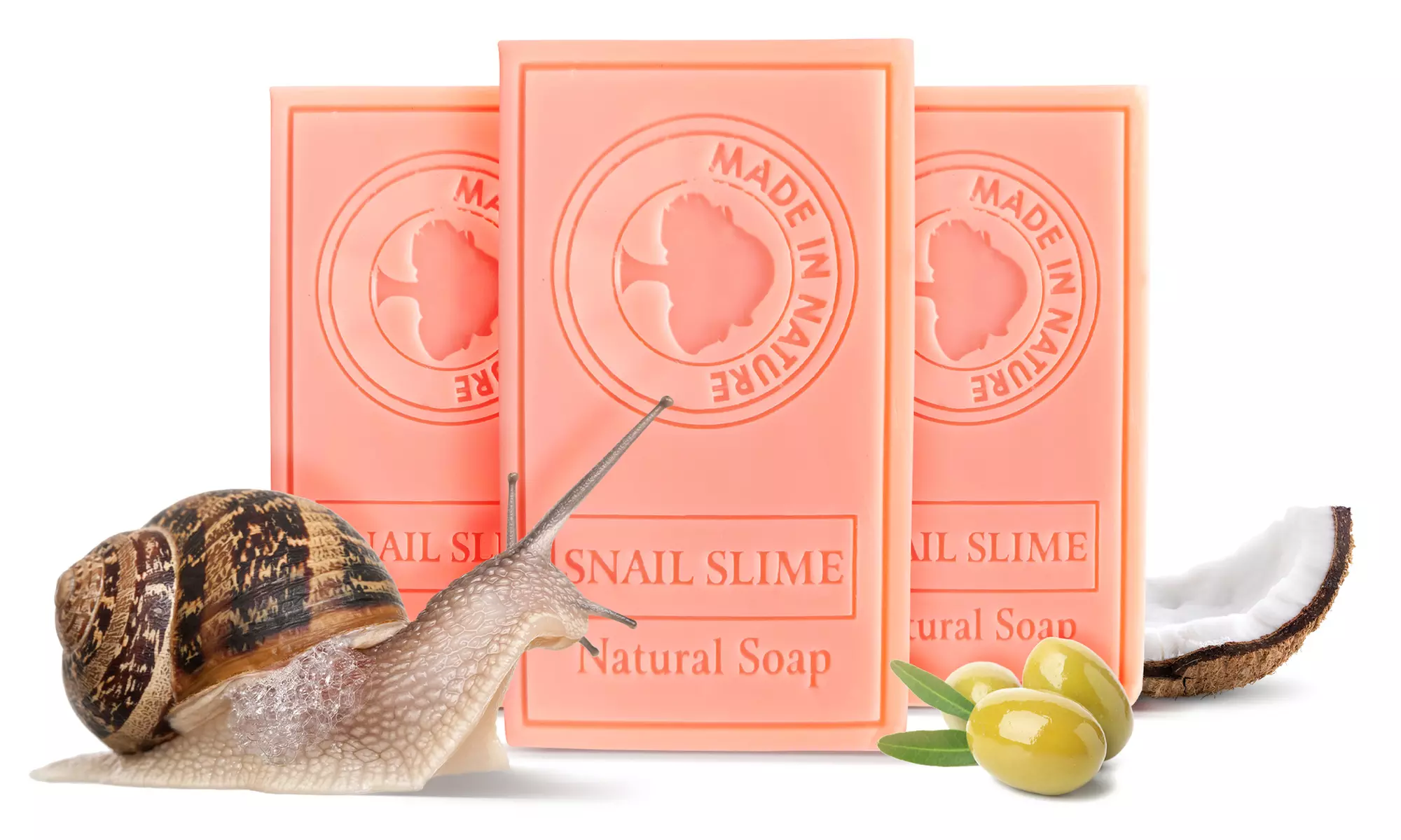 1, 2 ou 3 savons naturels à la bave d'escargot pour le visage et le corps - Primary Image