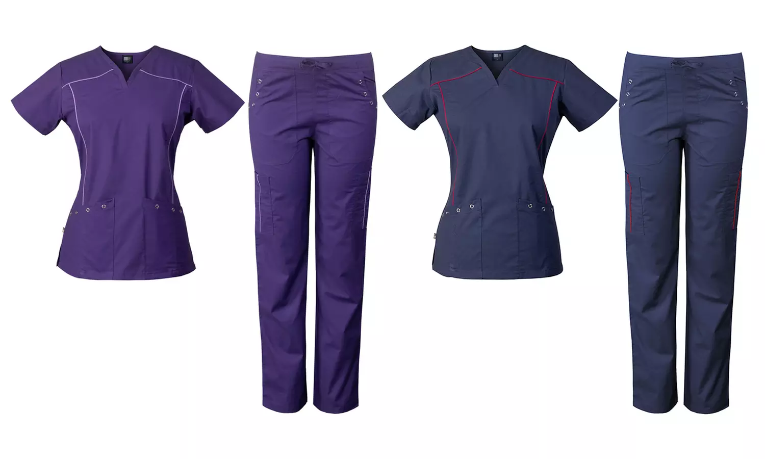 Medgear Women's Moto-Inspired Scrubs Set. Plus Sizes Available - Primary Image