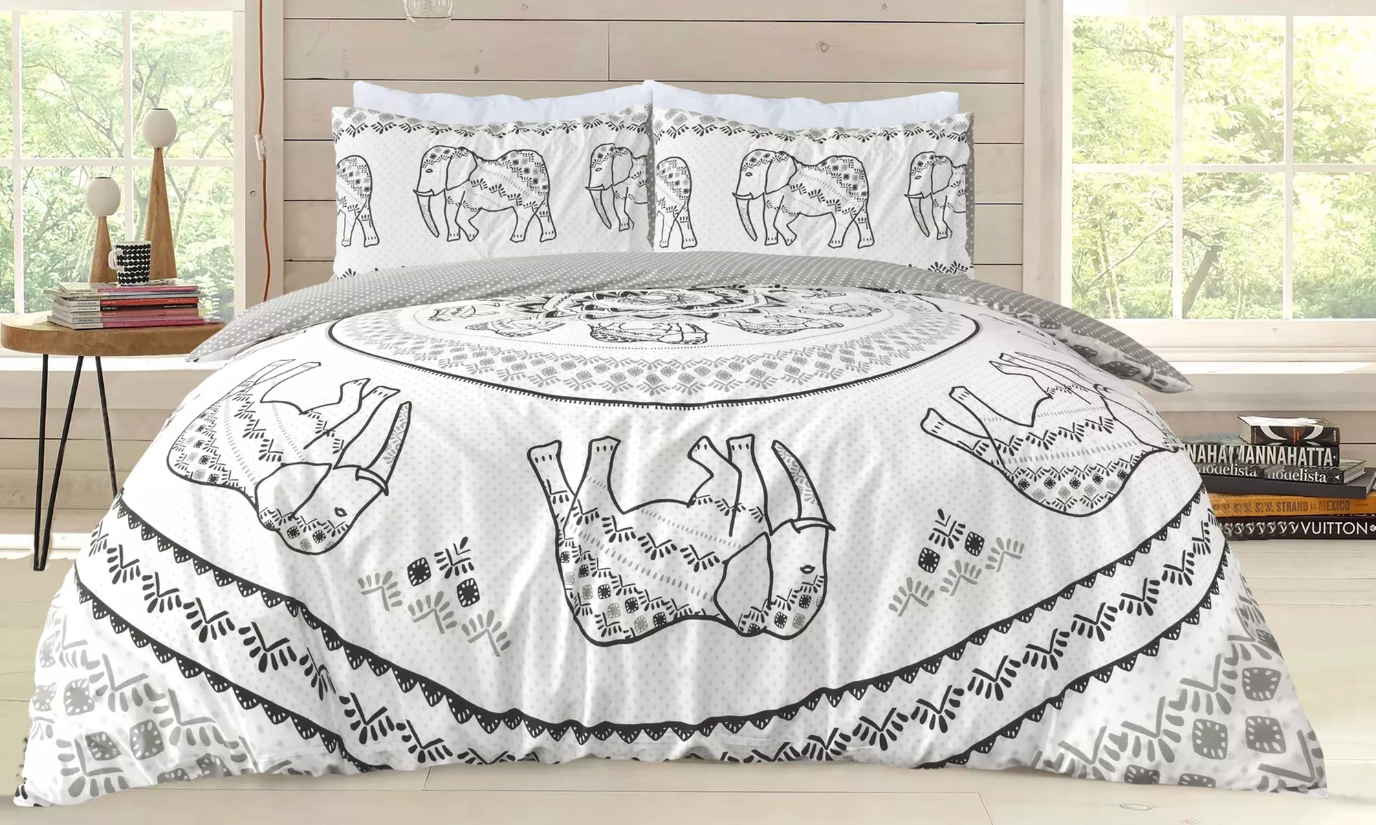 Smart Living Premium Reversible Tribal Elephant Duvet Set - Primary Image