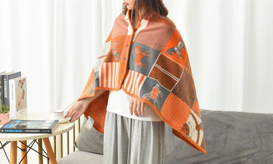 Image 2: Multipurpose Shawl Blanket with Buttons