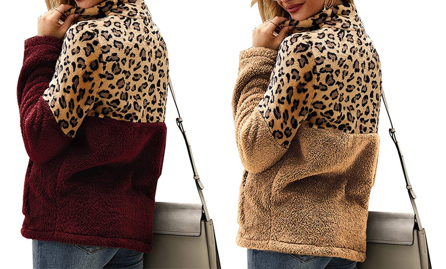 Image 4: Animal Print Plush Sweater