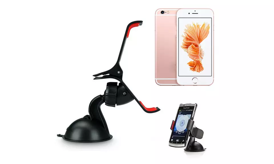 Pritech Kfz-Halterung für Smartphone oder Tablet mit Saugnapf und Klammer für besseren Halt - Second Medium