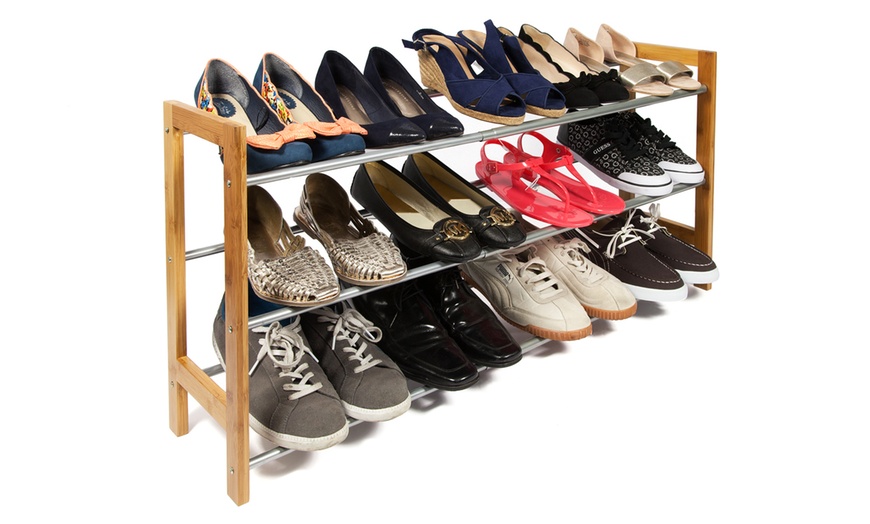 Image 2: Three-Tier Extendable Shoe Rack