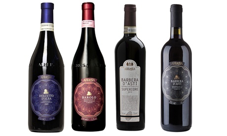 1 o 6 bottiglie di vino Dolcetto d’Alba, Barbera d’Asti, Barbera d’Asti Superiore o Barolo, con spedizione gratuita