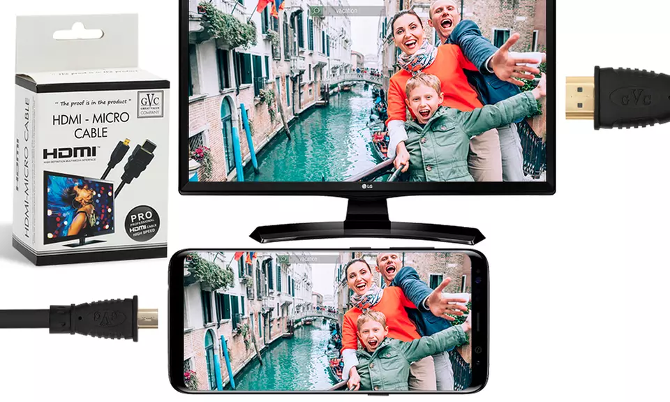 1, 2 ou 3 câbles HDMI et Micro USB - Transfert vidéo du smartphone au téléviseur, livraison gratuite - Primary Image