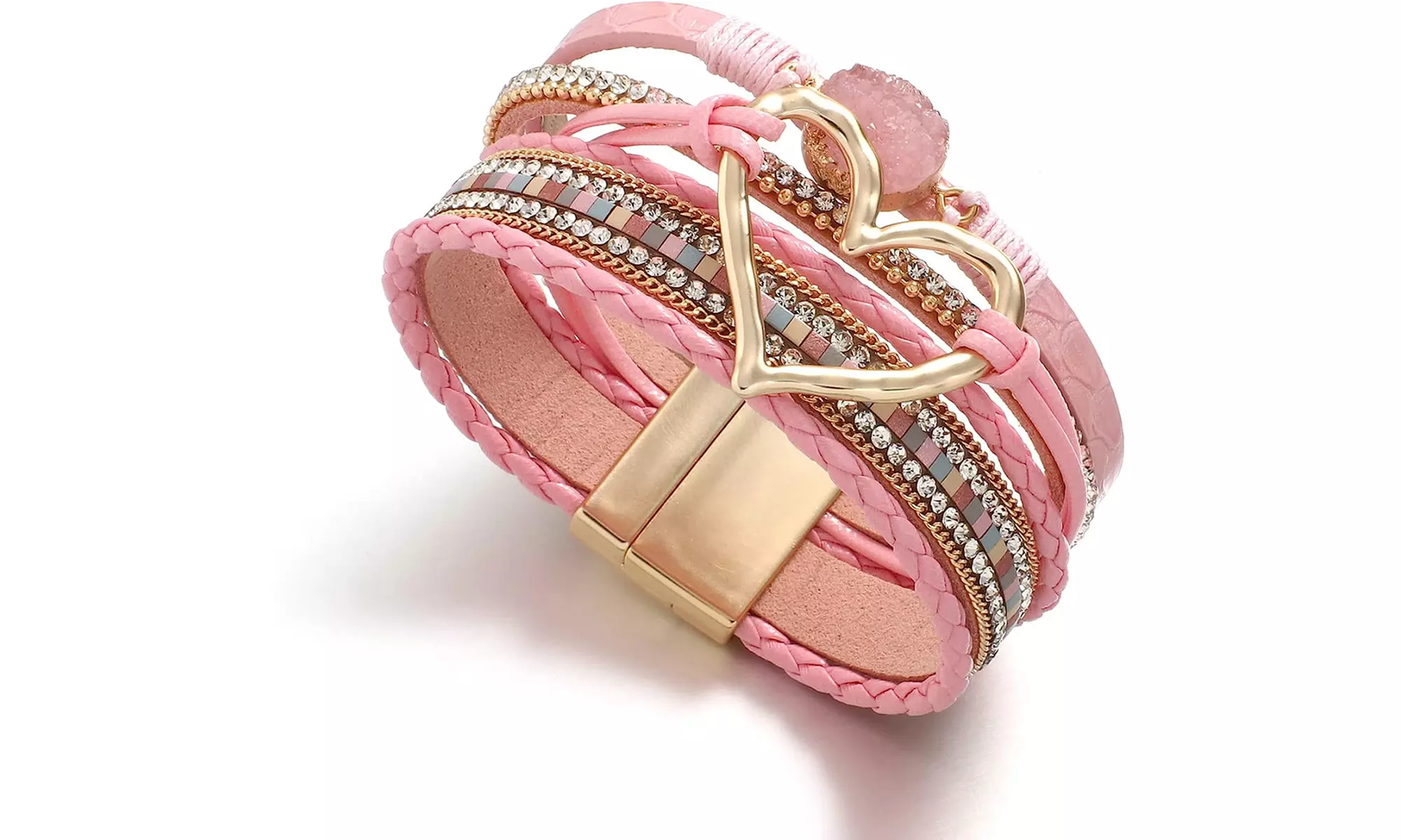 One or Two Heart-Pendant Wrap Bracelets