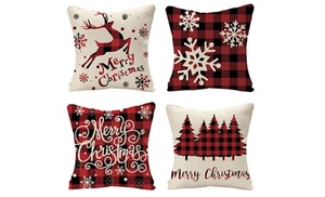 One, Two or Four Christmas-Themed Cushion Covers