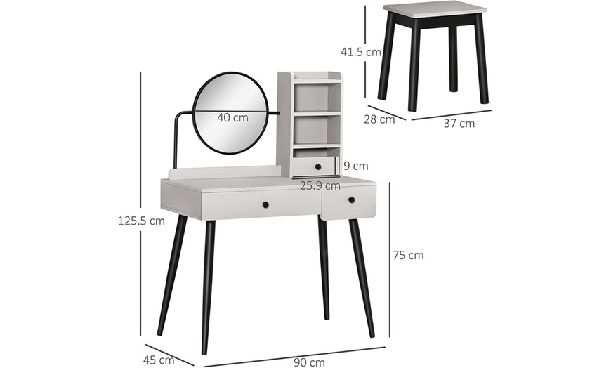 Image 6: HomCom Dressing Table with Stool