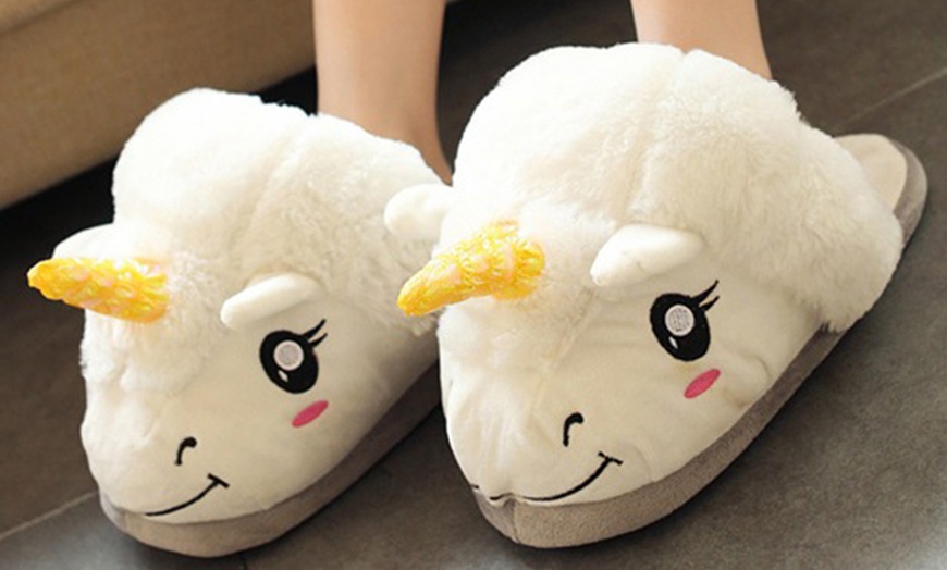 Image 1: Women's Unicorn Novelty Slippers