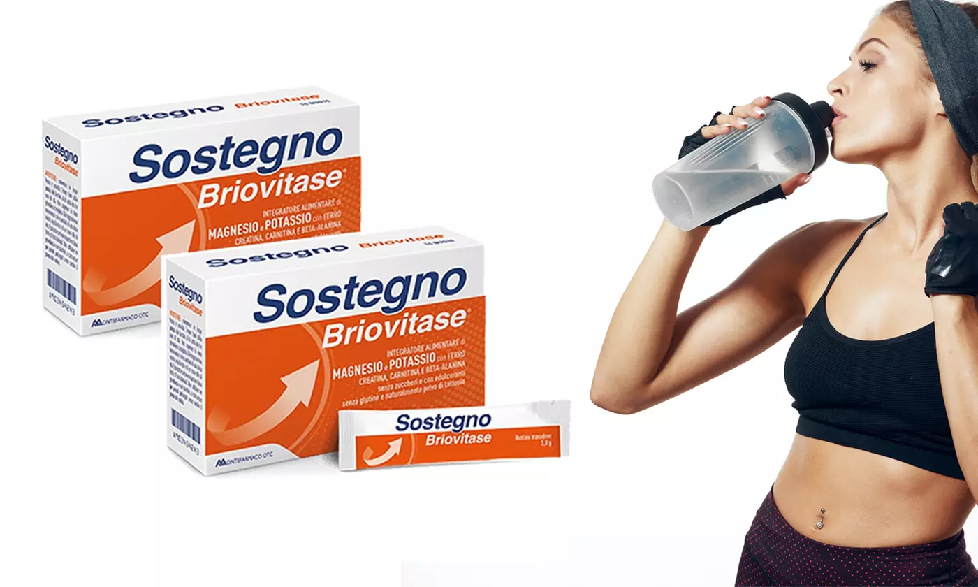 2, 4 o 6 confezioni da 14 bustine di Briovitase Montefarmaco, integratore con magnesio e potassio - Primary Image