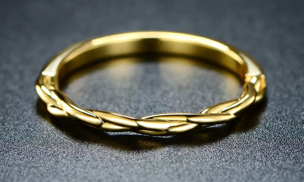 18K Yellow Gold Plated Delicate Twig Ring by Sevil - Primary Image
