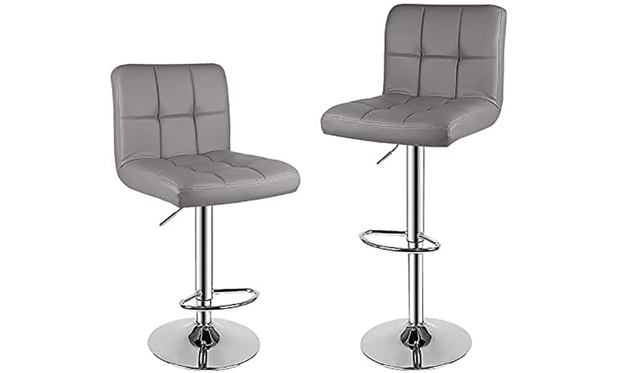 Image 4: Set of Two Swivel Height Adjustable Bar Stool Chairs with Backrests