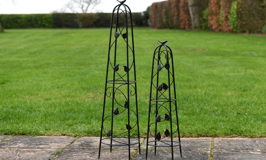 Image 2: Two Garden Gear Metal Ornamental Obelisks