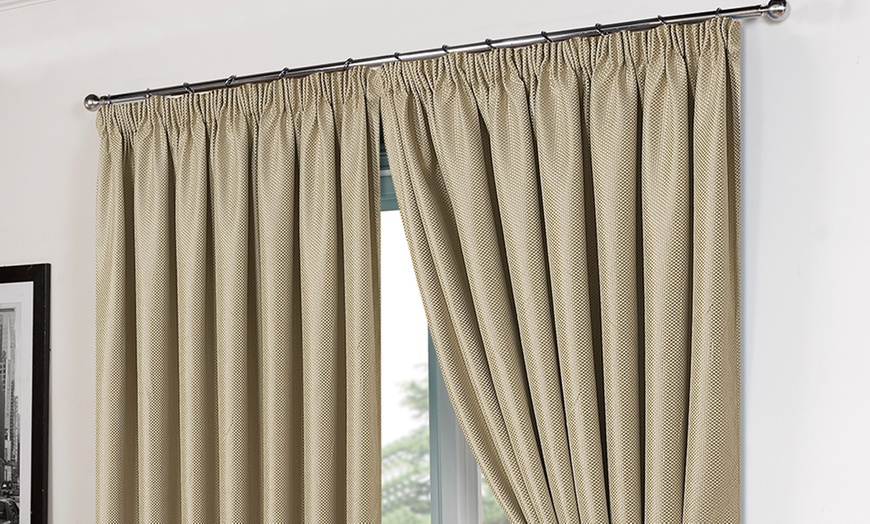 Image 2: Basket Weave Blackout Curtains