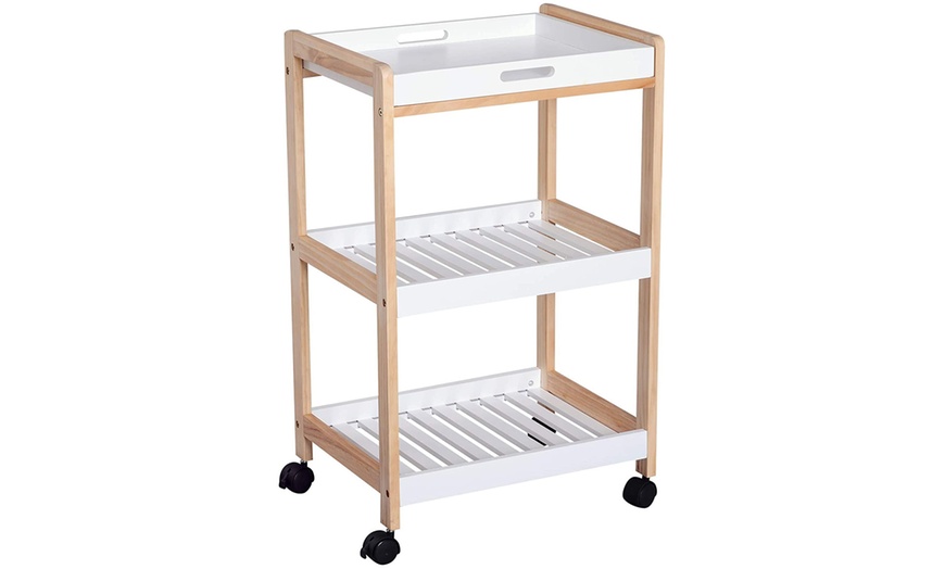 Image 3: HomCom Kitchen Trolley Cart