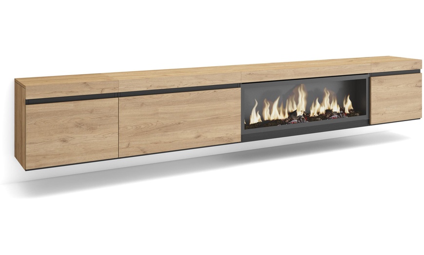 Image 8: Mueble TV '' Cozy'' con Chimenea Eléctrica XXL opcional y almacenaje