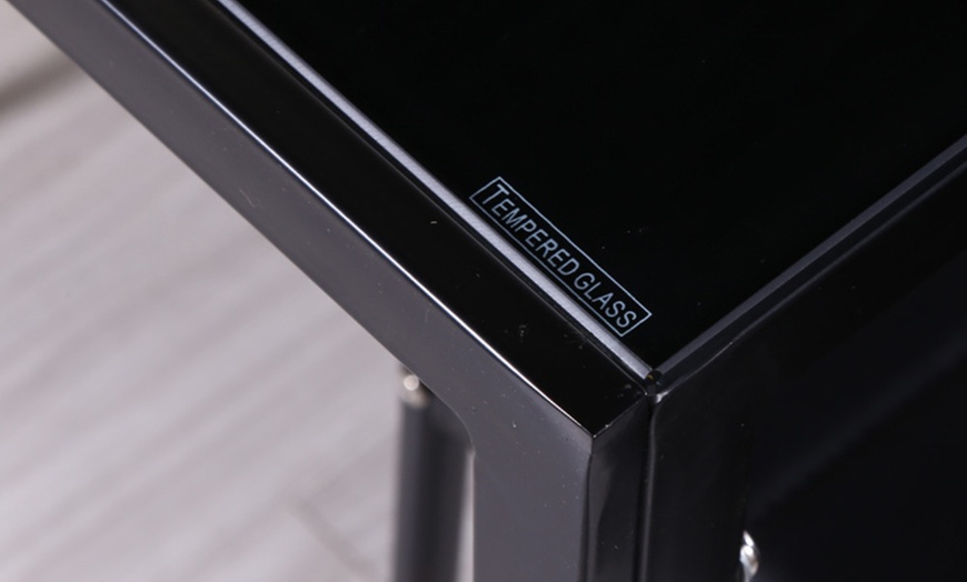 Image 3: 120×80cm Black Glass Dining Table with Metal Legs