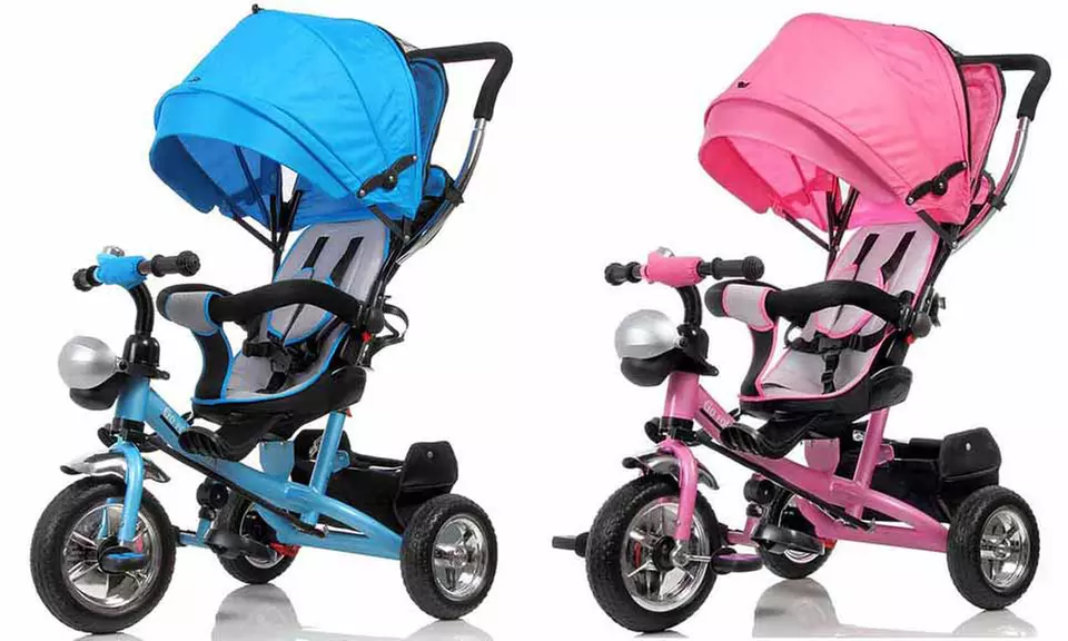 Triciclo passeggino Bakaji con maniglione a spinta e sedile girevole, disponibile in 2 colori - Primary Image