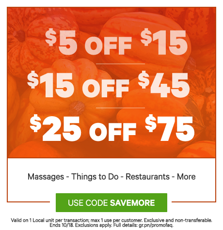 $5 off $15, $15 off $45, or $25 off...