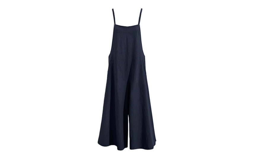 Image 7: Women's Long Wide Leg Dungarees