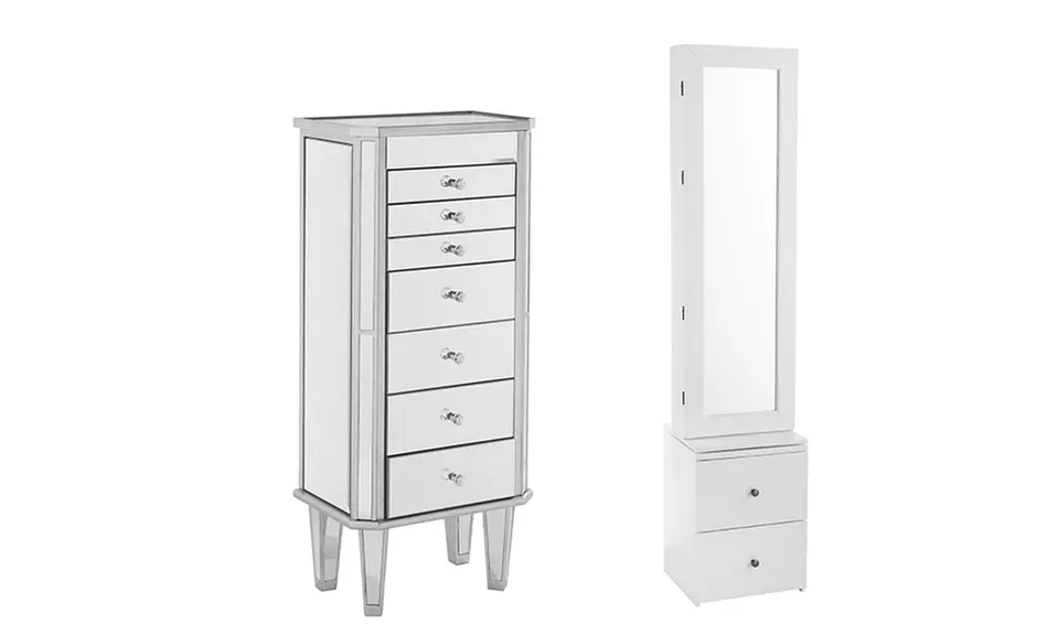 Mirrored Glam Jewelry Storage Armoire - Primary Image