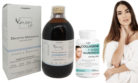 Decotto Purify Up con 30 o 60 compresse di Collagene Line@Diet per un corpo pulito e attivo