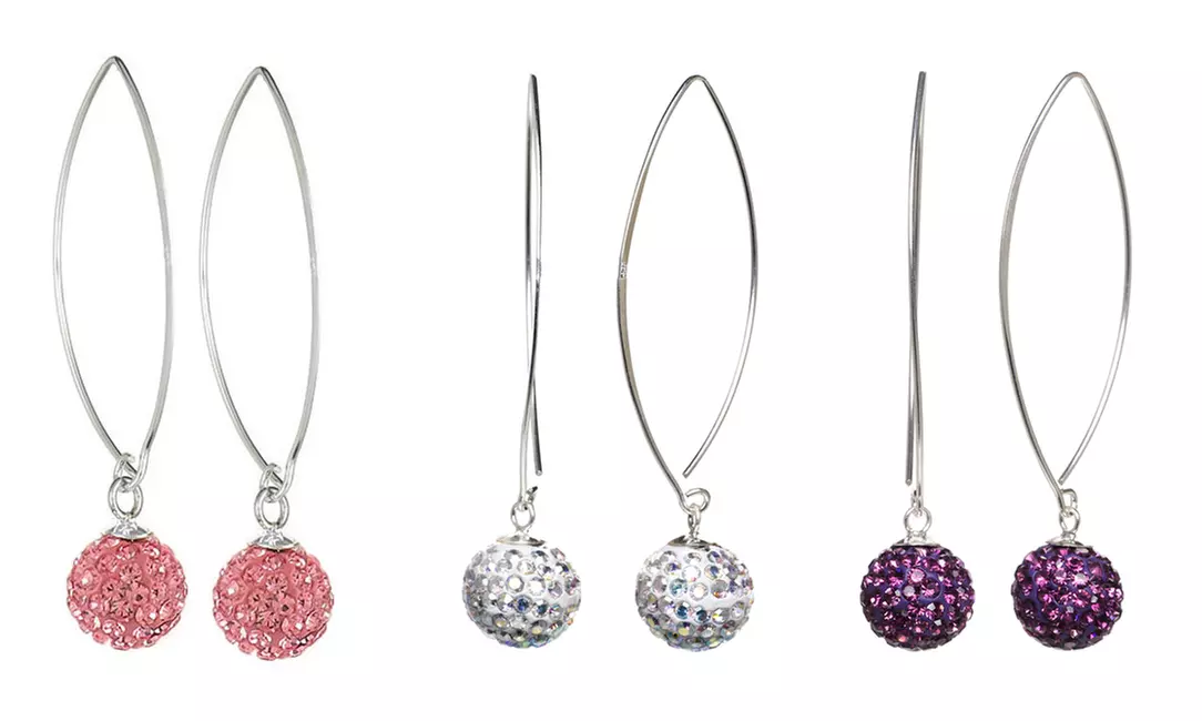 Crystal Ball Threader Earrings Made with Swarovski Crystals by Mina Bloom - Primary Image