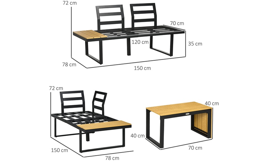 Image 7: Outsunny Three-Piece Patio Furniture Set