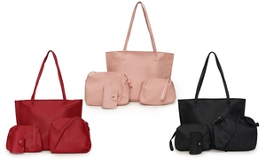 Leather-Feel Four-Piece Bag Set