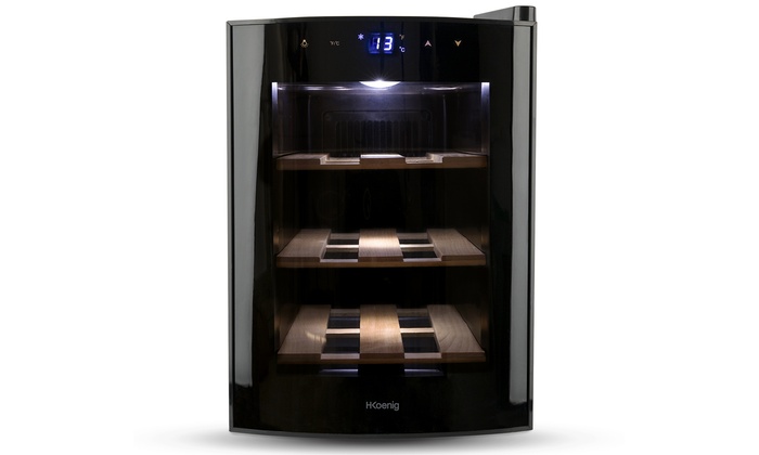 H.Koenig Weinkühlschrank 6 Flaschen 3 Holzregalböden