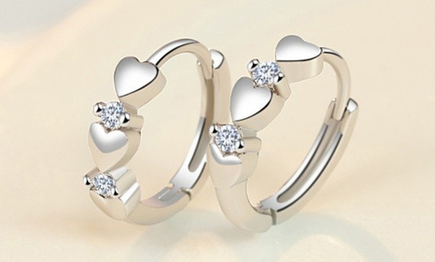 Image 3: Heart-Shaped Hoop Earrings