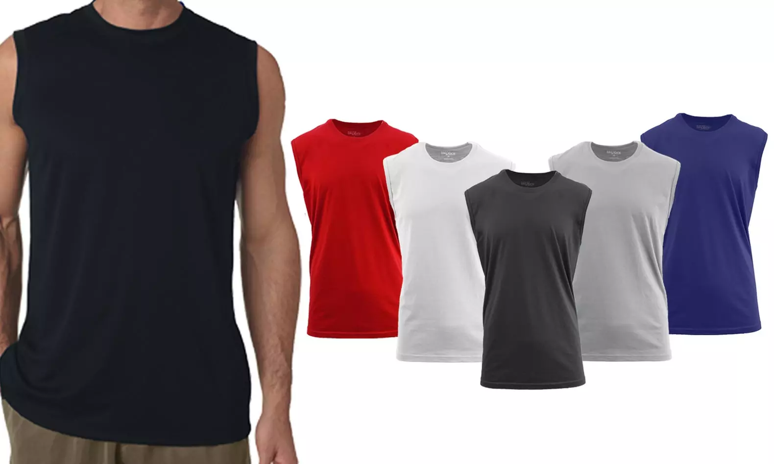 Men's Fitted Muscle Tank Top (5-Pack) (M-5XL) - Primary Image