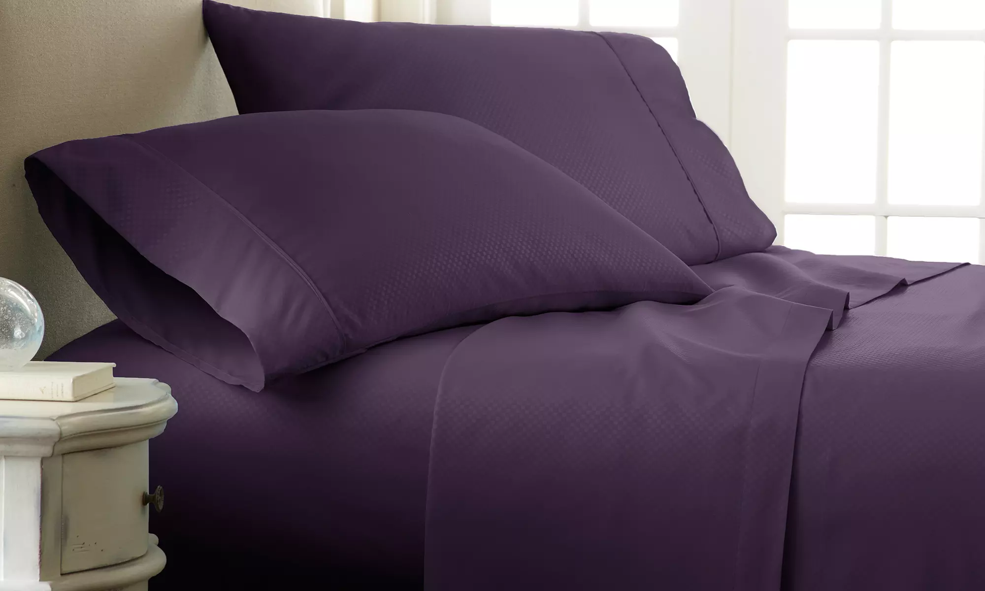 Microfiber Merit Linens Embossed Checker Sheet Sets - Primary Image