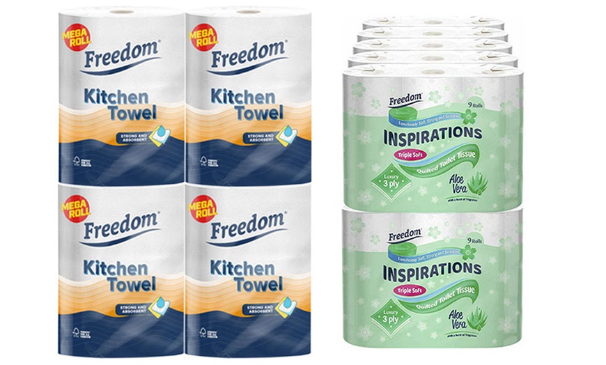 Image 8: 45 or 90 Freedom 3Ply Rolls and 24 Rolls Jumbo Rhino Kitchen Towels