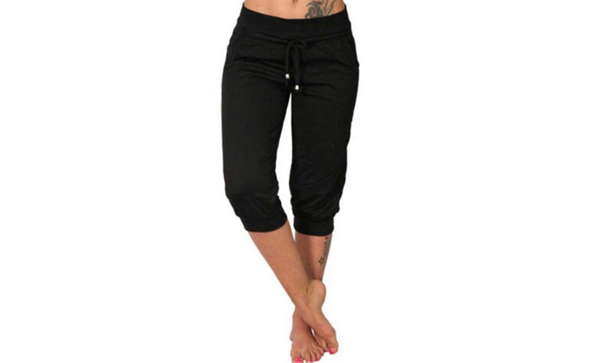 Image 4: Women's Drawstring Workout Cropped Joggers