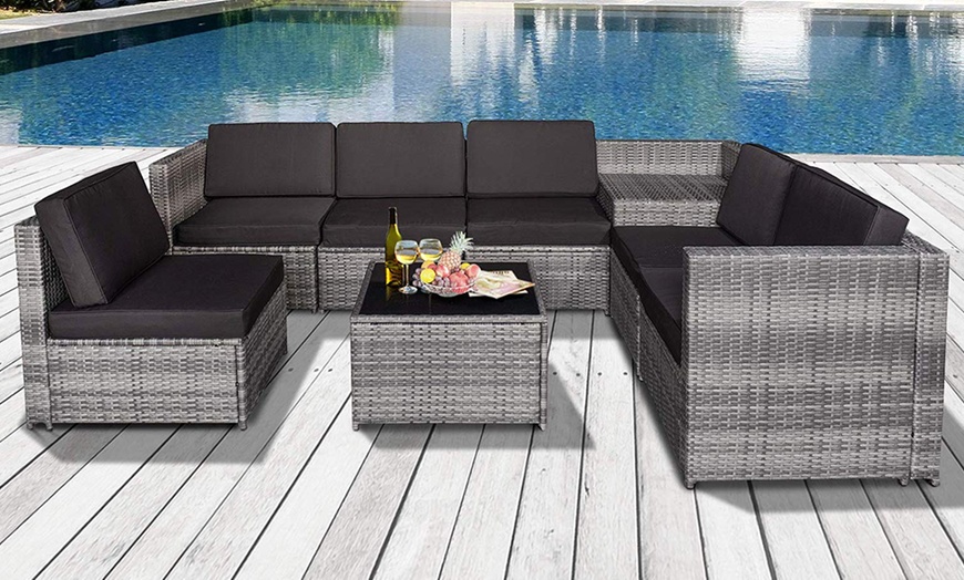 Image 10: Outsunny Eight-Piece Rattan-Effect Garden Furniture Set